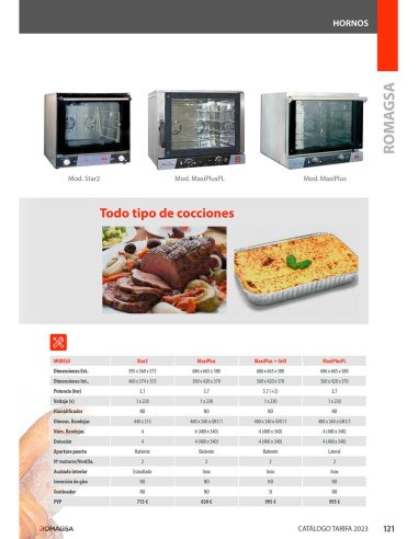 Horno Eléctrico de Convención 4 Bandejas Bandejas 480x340 o GN1/1 MaxiPlusPL Romagsa