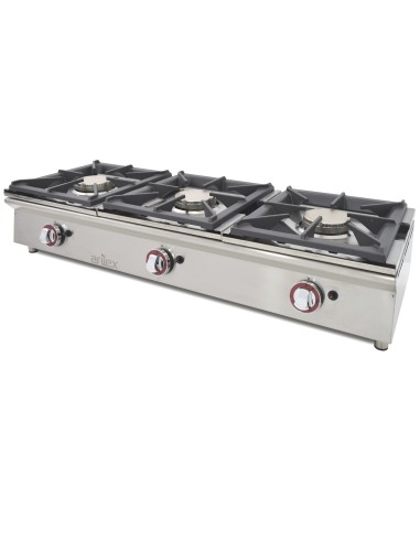 Cocina A Gas Sobremostrador ARILEX De 3 Fuegos De 5,8 + 5,8 + 5,8 Kw 120CGN