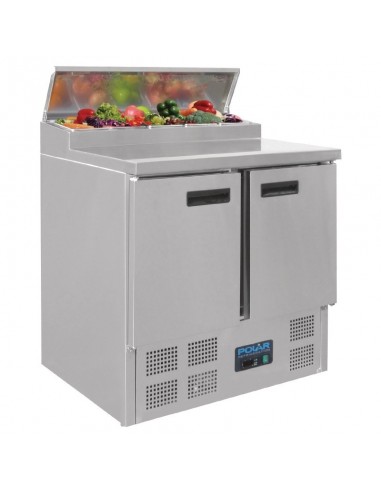 Mostrador Refrigerado para Elaboración de Pizzas y ensaladas de 2 puertas en Acero Inoxidable de 254 Litros G604 POLAR