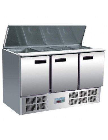 Mostrador Refrigerado para ensaladas de 3 puertas en Acero Inoxidable de 368 Litros G607 POLAR