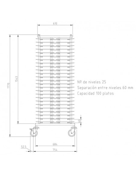 EDENOX CPP-100 Carro Porta Platos 100 Platos 